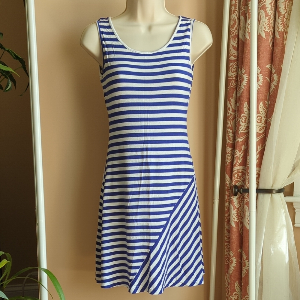 Calvin Klein Blue and White Striped Mini Dress